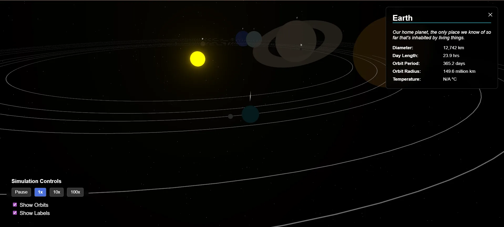 3D Solar System Simulation - Web Development Project